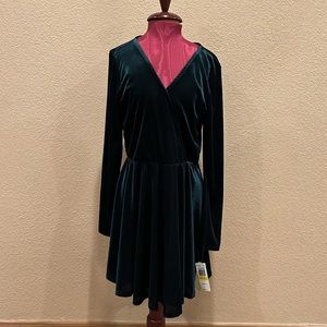 NWT Gianni Bini Dark Green Ribbed Velvet Long Sleeve Dress - Midnight Glam